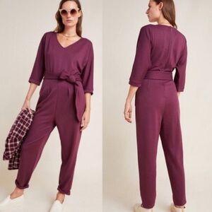 Anthropologie Sutton Ponte Purple Textured Jumpsuit Size S